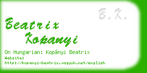 beatrix kopanyi business card